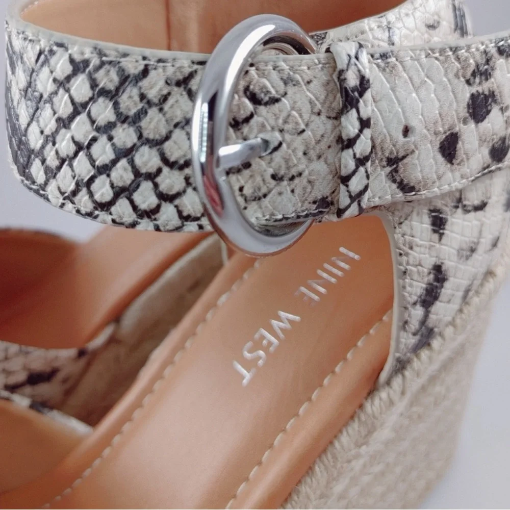 Ninewest Snakeskin Print Wedge Platform Sandal